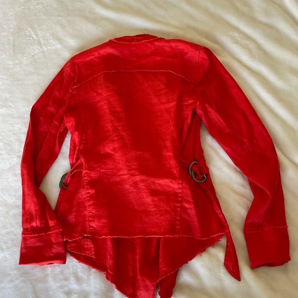 Free People Red Draped Linen Jacket - Picture 12 of 12